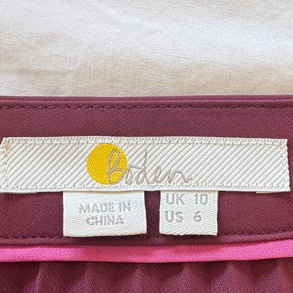 Boden Kristen Pleated Skirt, Burgundy/Maroon size 6 - Picture 3 of 5